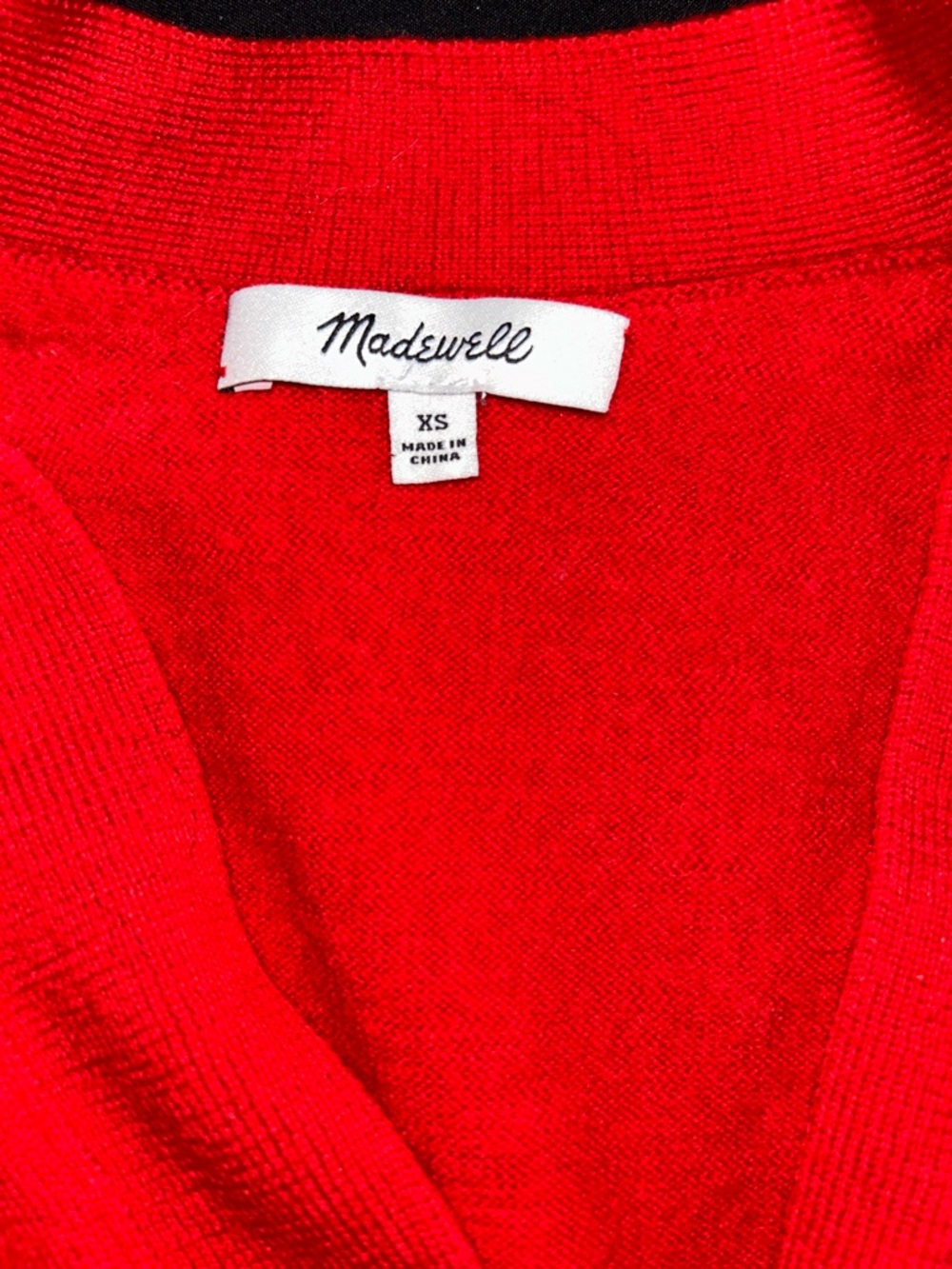 Madewell Women's Merino Wool V-Neck Button Cardigan Sweater - Red XS - Picture 3 of 4